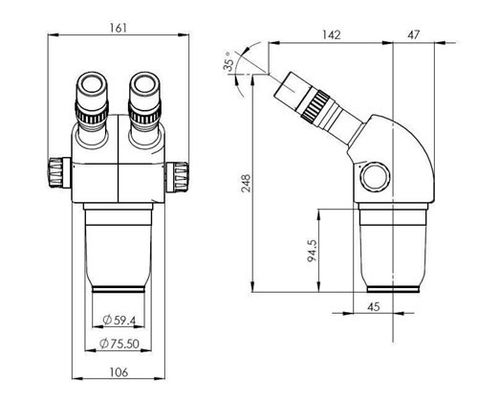 Mikroskop stereo z powiększeniem 8X - 70X