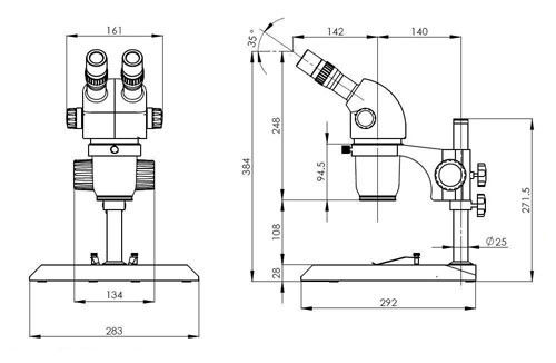 Mikroskop stereo z powiększeniem 8X - 70X