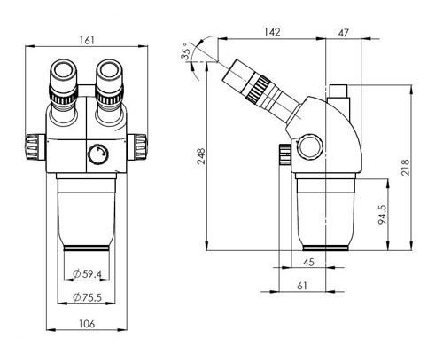 Mikroskop stereo z powiększeniem 8X - 70X